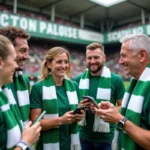 Supporters de rugby Section Paloise en groupe devant le stade