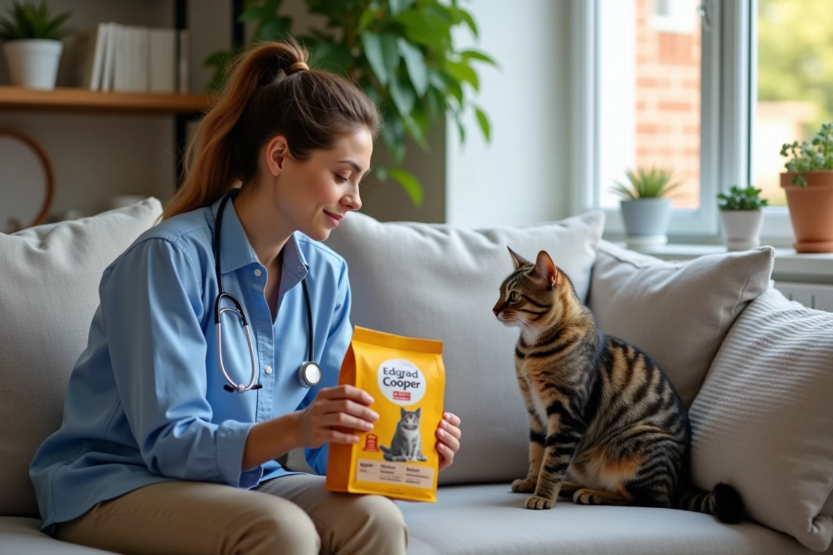 Vétérinaire discutant avec une propriétaire dans un salon