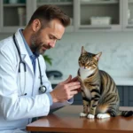 Vétérinaire examinant un chat dans une clinique moderne